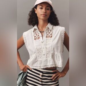 Pilcro Cropped Swing Blouse